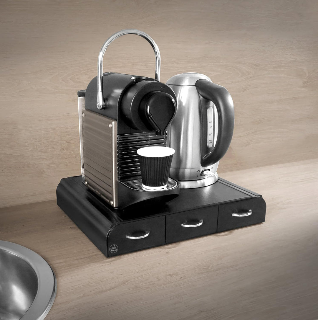 CEP 2230060011 23006 Kaffeekapselspender mit 3 Schubladen, Kunststoff, schwarz, 34,2 x 32,7 x 6,9 cm