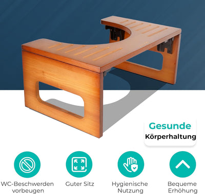 BUDDLEY® Toilettenhocker Bambus klappbar - Klohocker für richtige Haltung - Toilettenhocker Erwachse