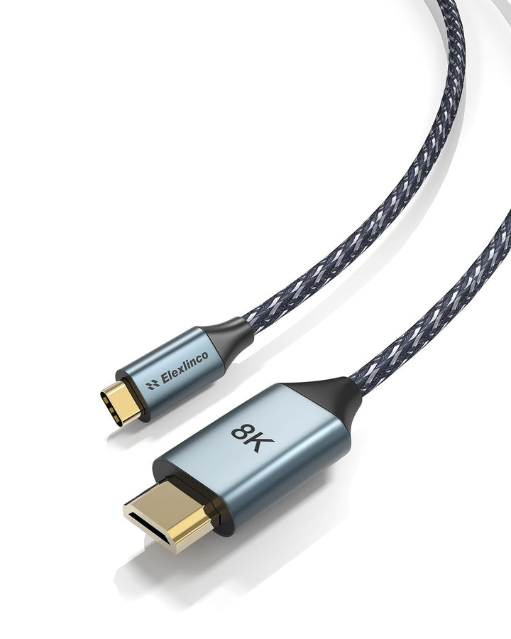Elexlinco USB C HDMI Cable, 2M Lang USB Type C to HDMI, Unterstützung 8K@60Hz /4K@120Hz, Unterstütze