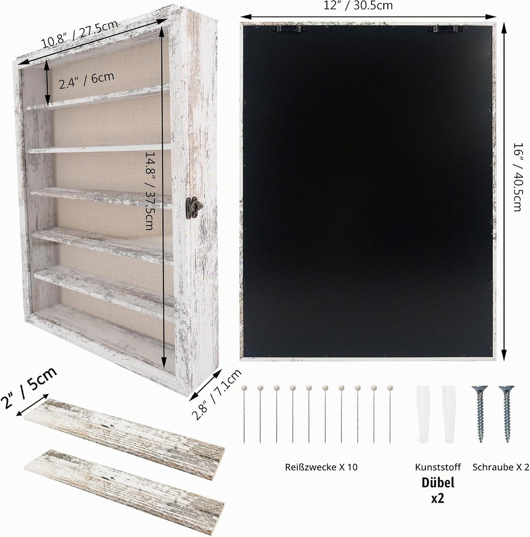 FramePro 3D Bilderrahmen 30x40 Grosse Schattenbox Vitrine Rahmen mit Glasfenstertür Erinnerungsstück