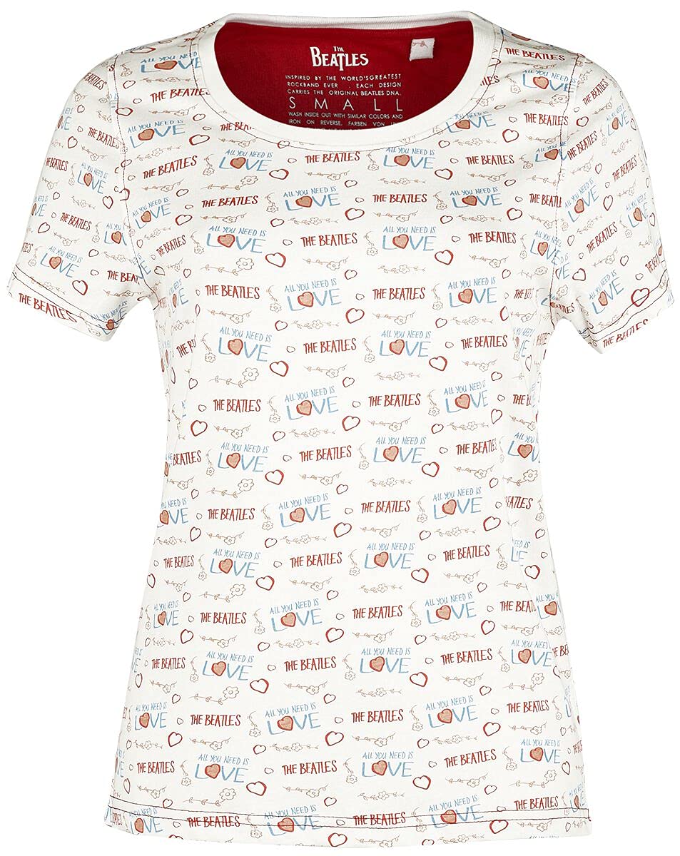 The Beatles Love AOP Frauen T-Shirt weiss Band-Merch, Bands XS Weiss, XS Weiss
