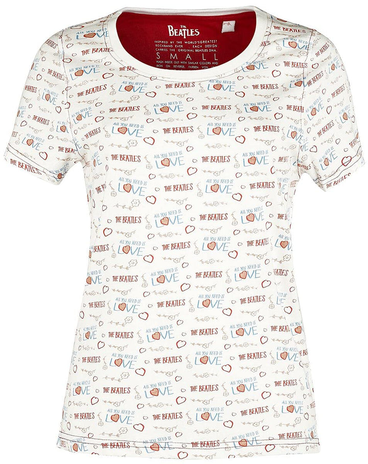 The Beatles Love AOP Frauen T-Shirt weiss Band-Merch, Bands XS Weiss, XS Weiss