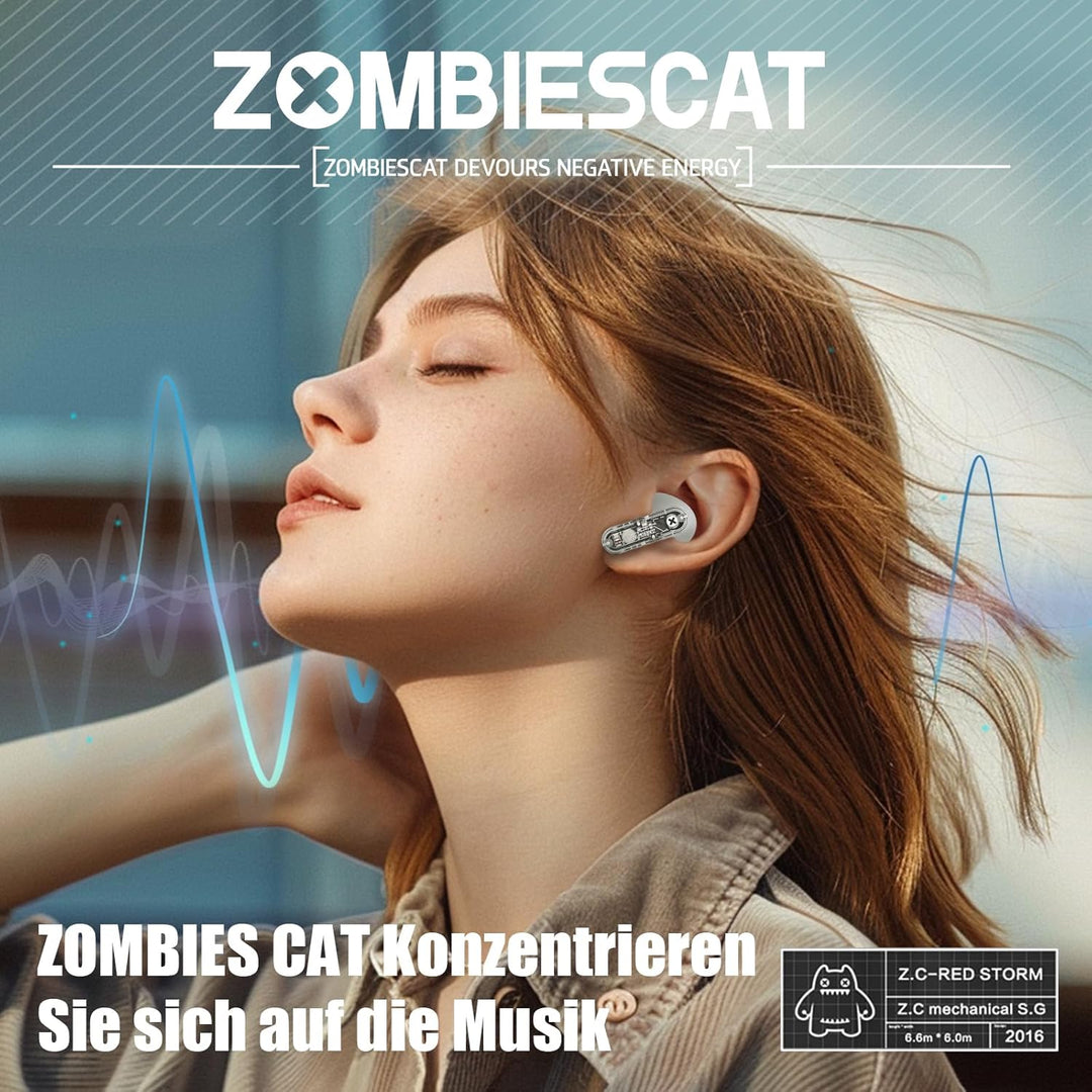 ZOMBIES CAT In Ear KopfhöRer Bluetooth 5.3 Touch Control In Ear OhrhöRer Mit 4 Mikrofon Exklusive Li