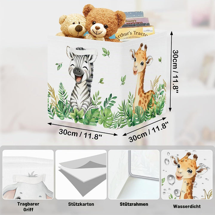 30cm Aufbewahrungsbox 3 Stück Waldtiere Aufbewahrungskorb Kinder Faltbar Löwe Giraffe Elefant Aufbew