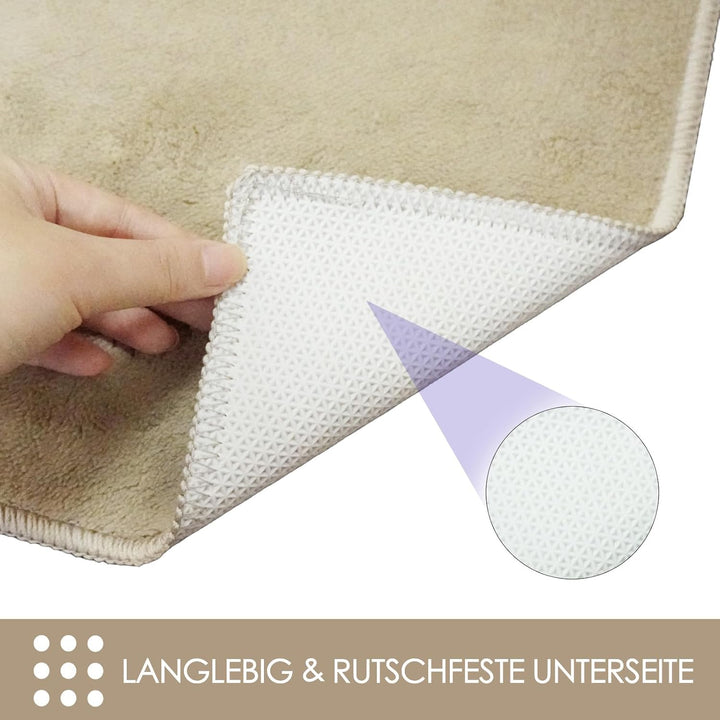Fussmatte Beige 80x120 – Waschbare Türmatte Innen rutschfest mit TPE – Grosse Sauberlaufmatte Hausti