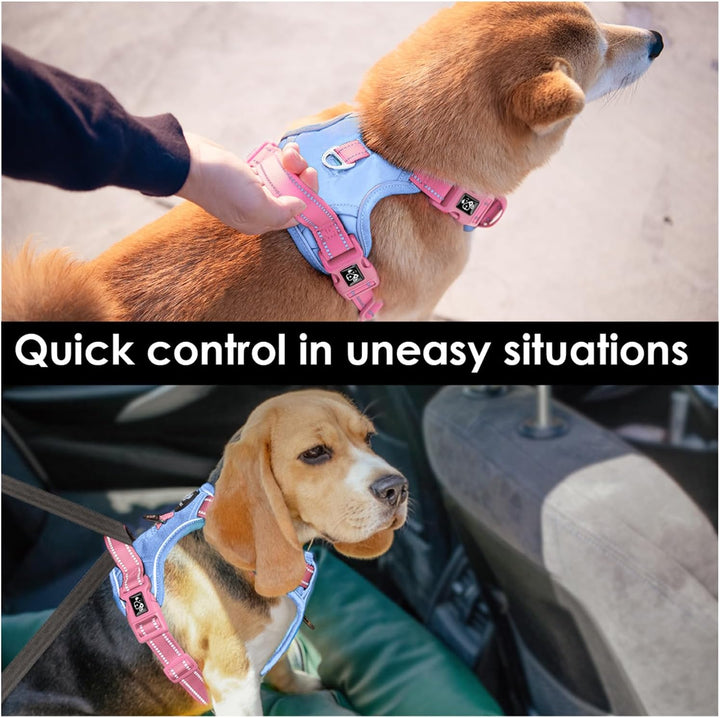 PHOEPET No Pull Hundegeschirr, reflektierende Hundeweste, mit weichem Trainingsgriff für kleine, mit
