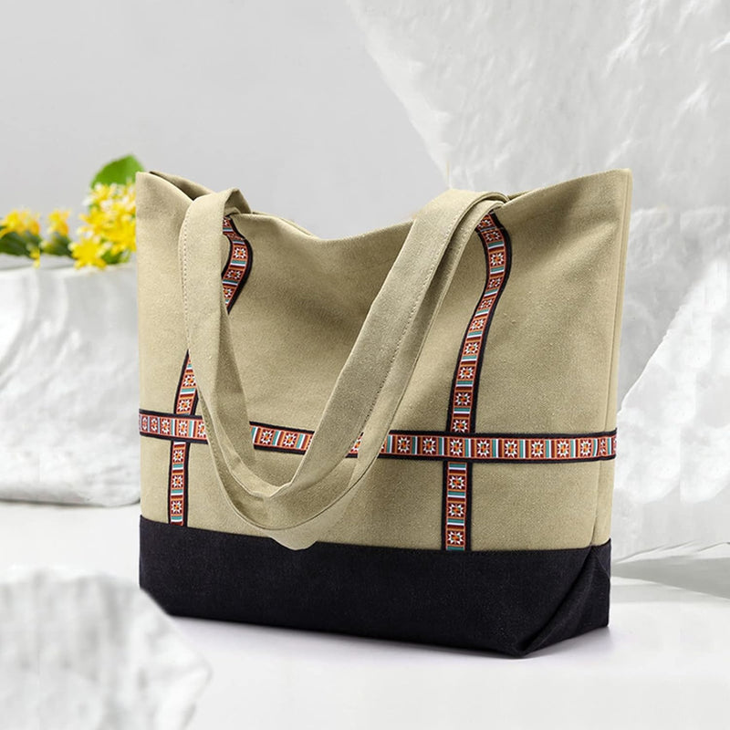 CORIOS Damen Henkeltaschen Canvas Tote Beutel Multifunktionale Henkeltasche Grosse Kapazität Schulte