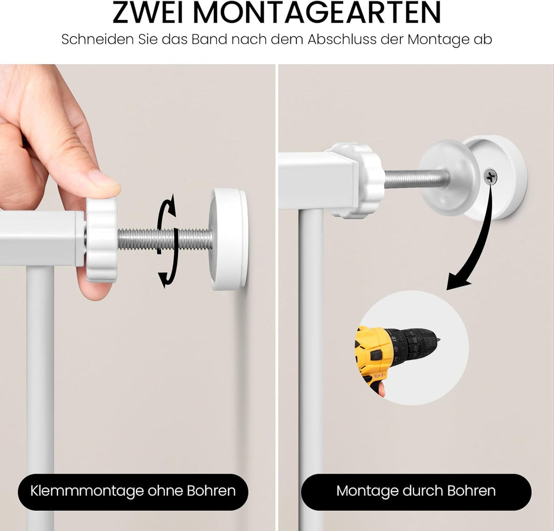 WOLTU Treppenschutzgitter, Türschutzgitter, Absperrgitter, Türgitter, 75-87 cm, mit/ohne Bohren, Aut