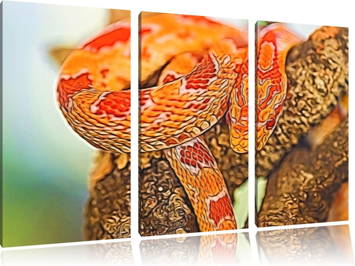 ruhende Kornnatter NewArt 3-Teiler Leinwandbild 120x80 Bild auf Leinwand, XXL riesige Bilder fertig