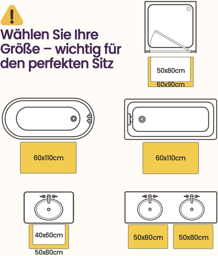 DEXI Badematte rutschfest 50 x 80 cm, Super Absorbierende Badezimmerteppich, schnelltrocknende Badvo