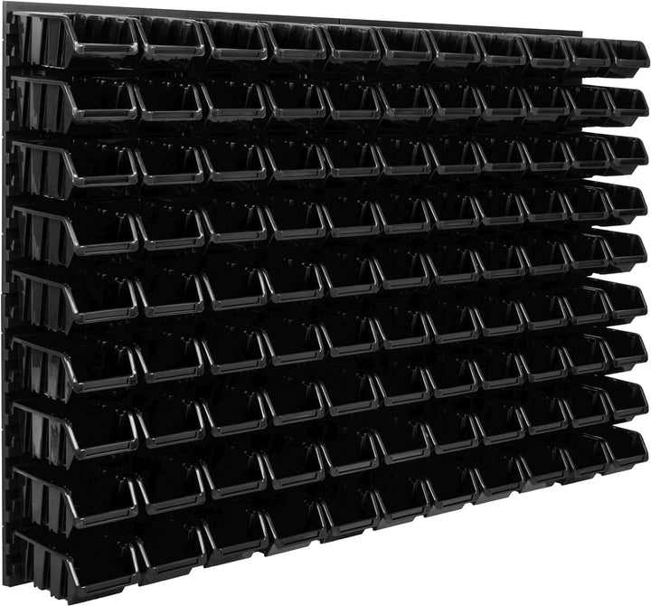 Lagersystem Werkstattregal | 115 x 78 cm | 99 stck. Box | Wandregal mit Stapelboxen - Wandplatten Ex