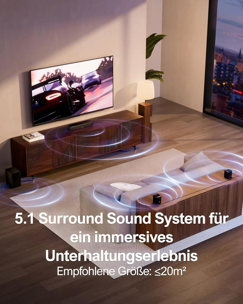 ULTIMEA 5.1 Surround Sound System, Soundbar für TV Geräte mit App Steuerung, Soundbar mit Subwoofer,