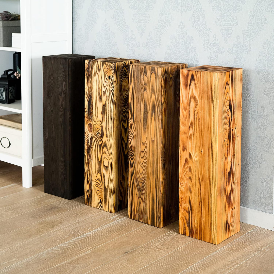 DECORATIVO Holzständer, Holzblock Massiv, Baumstamm Deko - Bodenwindlicht Säule perfekt als Innendek