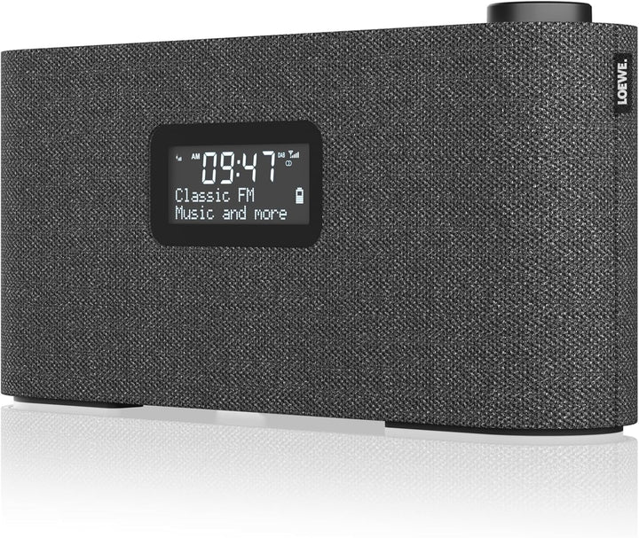 Loewe Radio.Frequency, DAB+ Radio, 28 Watt Sound, LCD Display, 14 Stunden Spielzeit, Holz, Stoff, Ra