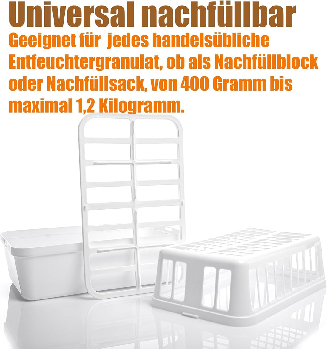 BigDean 2 Stück Luftentfeuchter + 4x 1,2kg Luftentfeuchtergranulat Nachfüllpack – Feuchtigkeits-Stop