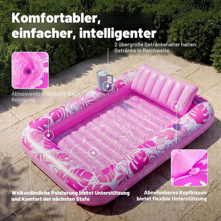 SLOOSH Aufblasbare Tanning Pool, 70" x 46"/ 85" x 57" Grosse aufblasbarer Luftmatratze für Erwachsen