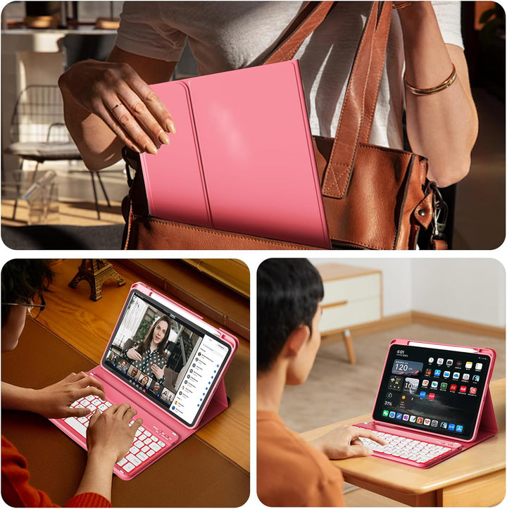Tastatur Hülle für iPad 10. Generation 10,9" 2022 & iPad 11th Gen A16 2025 mit Stifthalter, TPU Rück