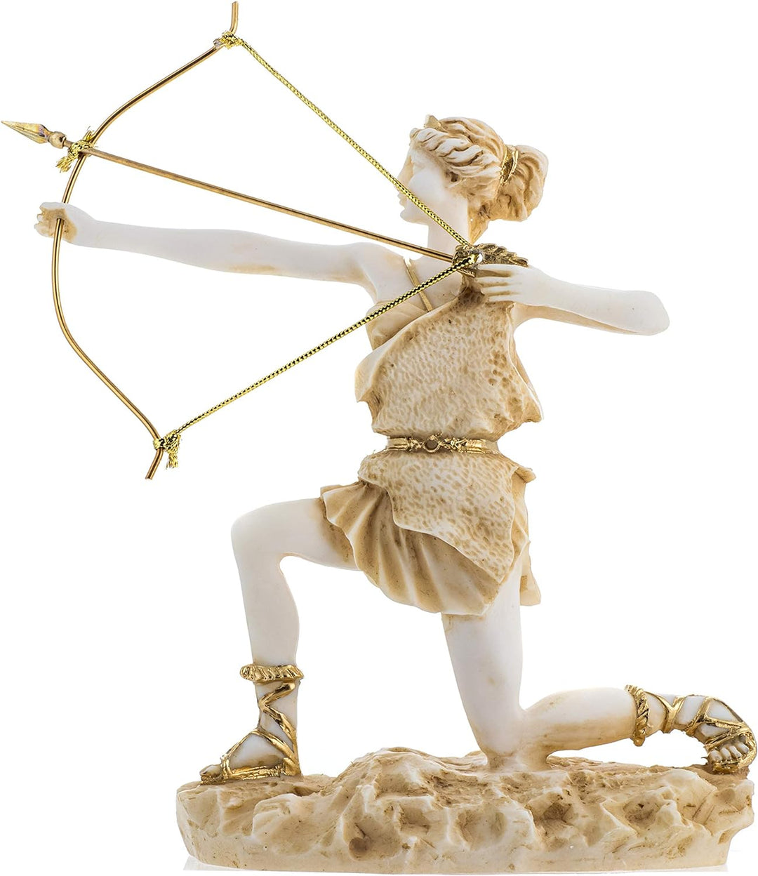 Göttin Artemis Diana Griechische Statue Natur Mond Goldton Alabaster 23,5 cm
