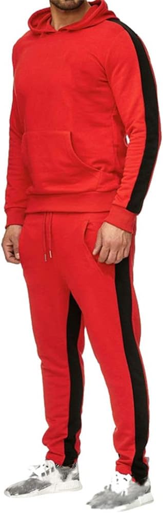 amropi Herren Trainingsanzug Jogginganzug Männer Kapuzenpullover und Jogginghose Sportanzug 6XL Rot,
