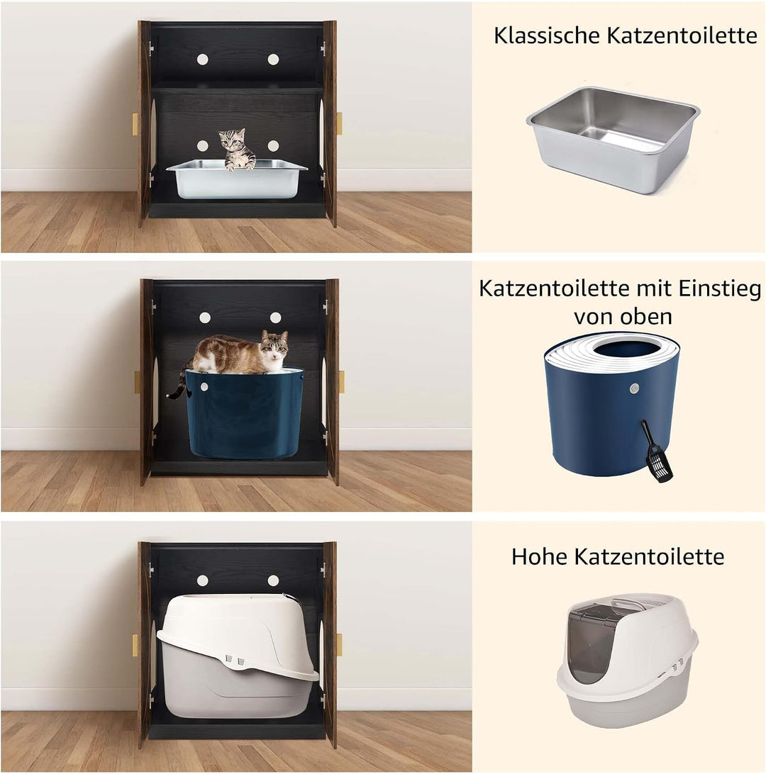 unipaws Katzenklo Möbel mit Regalen, Hohes Verstecktes Katzenklo Gehäuse für hohe oder Top Entry Kat