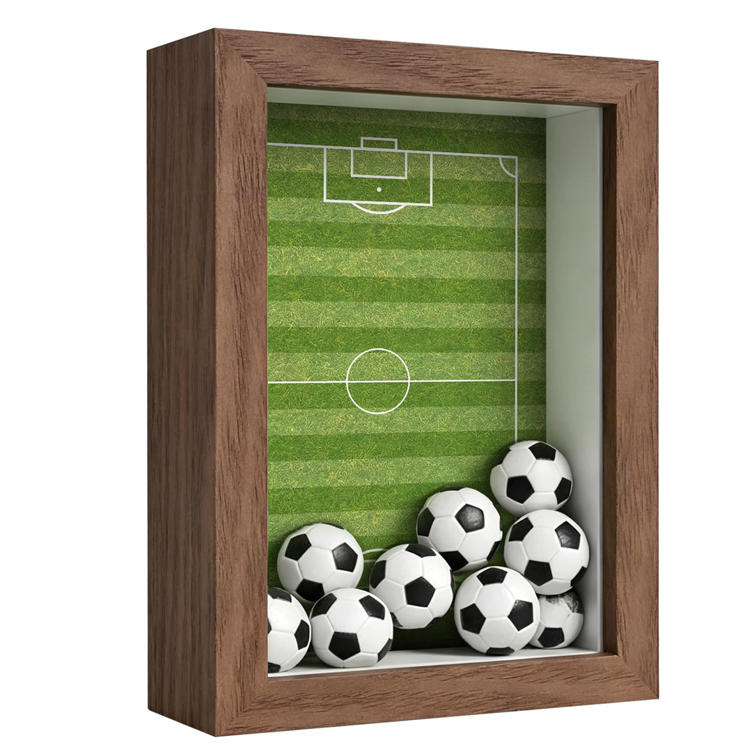 3D Bilderrahmen zum Befüllen，Klarglas 3D Fussballplatz Silhouette Box 15 x 10 cm tiefer Bilderrahmen