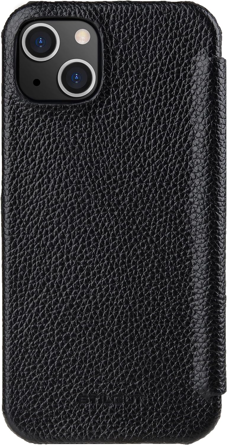 STILGUT Book Case kompatibel mit iPhone 13 Mini (5.4“) Hülle aus Leder zum Klappen, Klapphülle, Hand