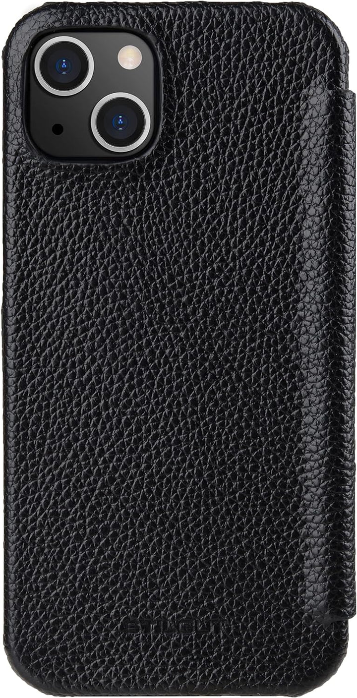 STILGUT Book Case kompatibel mit iPhone 13 Mini (5.4“) Hülle aus Leder zum Klappen, Klapphülle, Hand