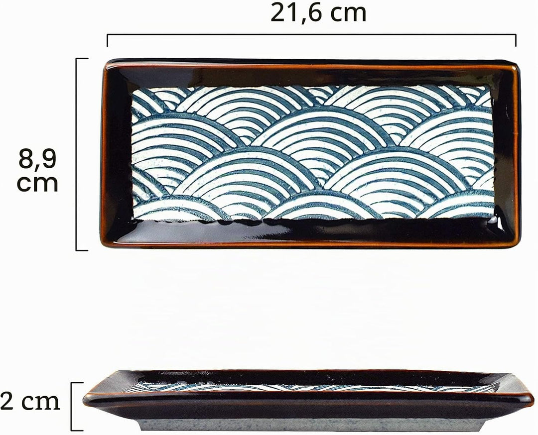 Artcome 8 Stück Japanisches Keramik Sushi Platte Geschirr Set für Hochzeit Housewarming - 2 Sushi Pl