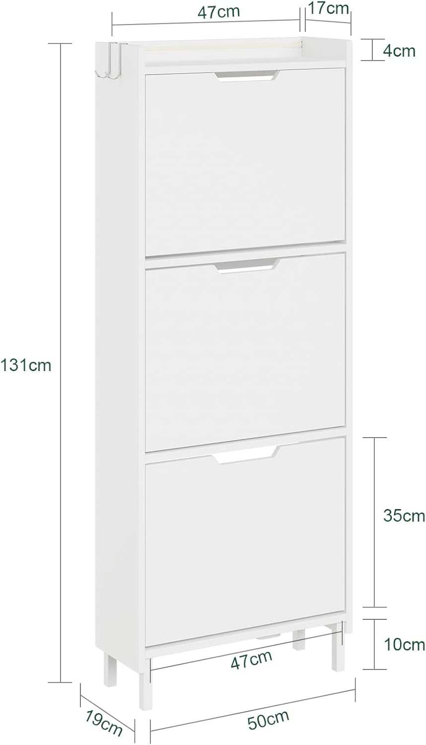 SoBuy Schuhschrank Schmal, Schuhregal, Schuhschrank Hängend mit Sensorlicht und 19 cm Tiefe, für Flu
