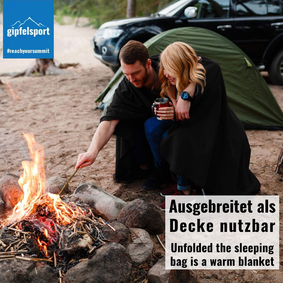 gipfelsport Mikrofaser Fleece Decke mit Schlafsackfunktion I Grösse 185 x 150cm, ca. 690 g I Microfa