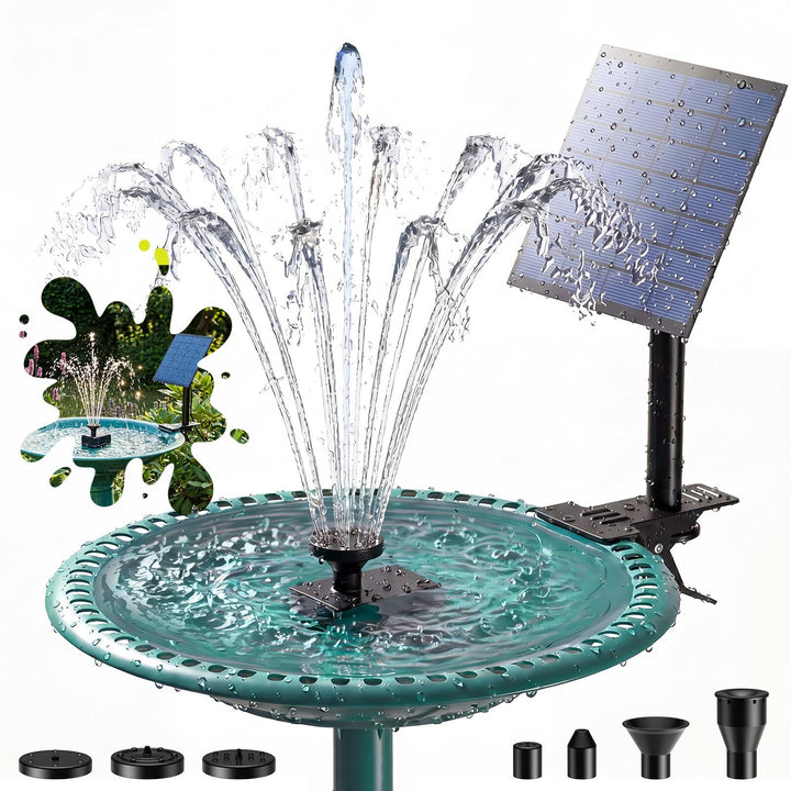 AISITIN Solarbrunnen für Draussen mit 6 Sprüh Effekten, Solar Springbrunnen für Aussen mit Clips,Sol