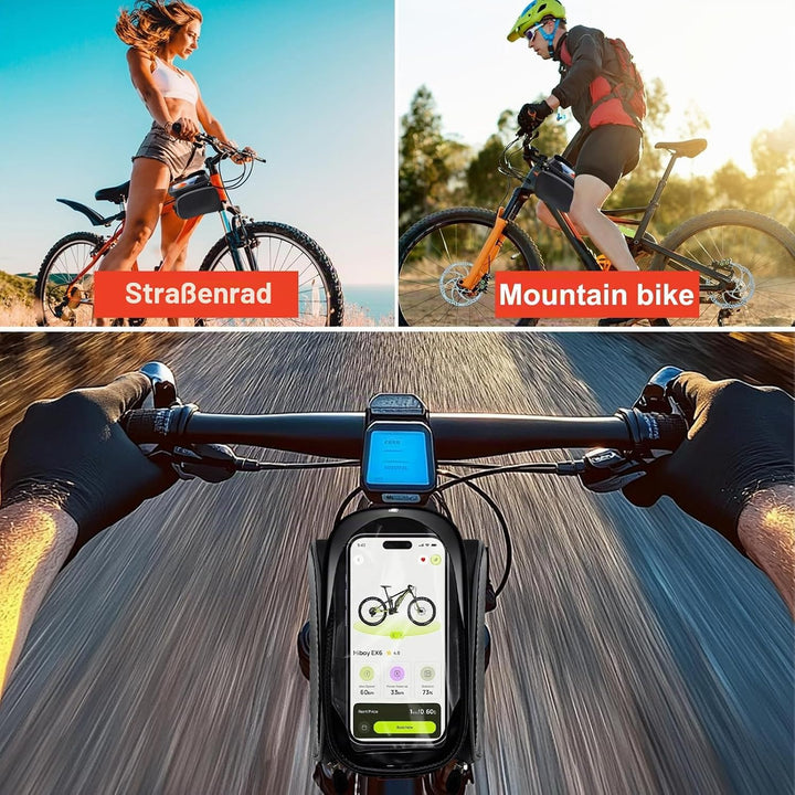 Fahrrad Rahmentasche, Wasserdicht Fahrrad Lenkertasche Oberrohrtasche Bikepacking mit TPU Sensitivem