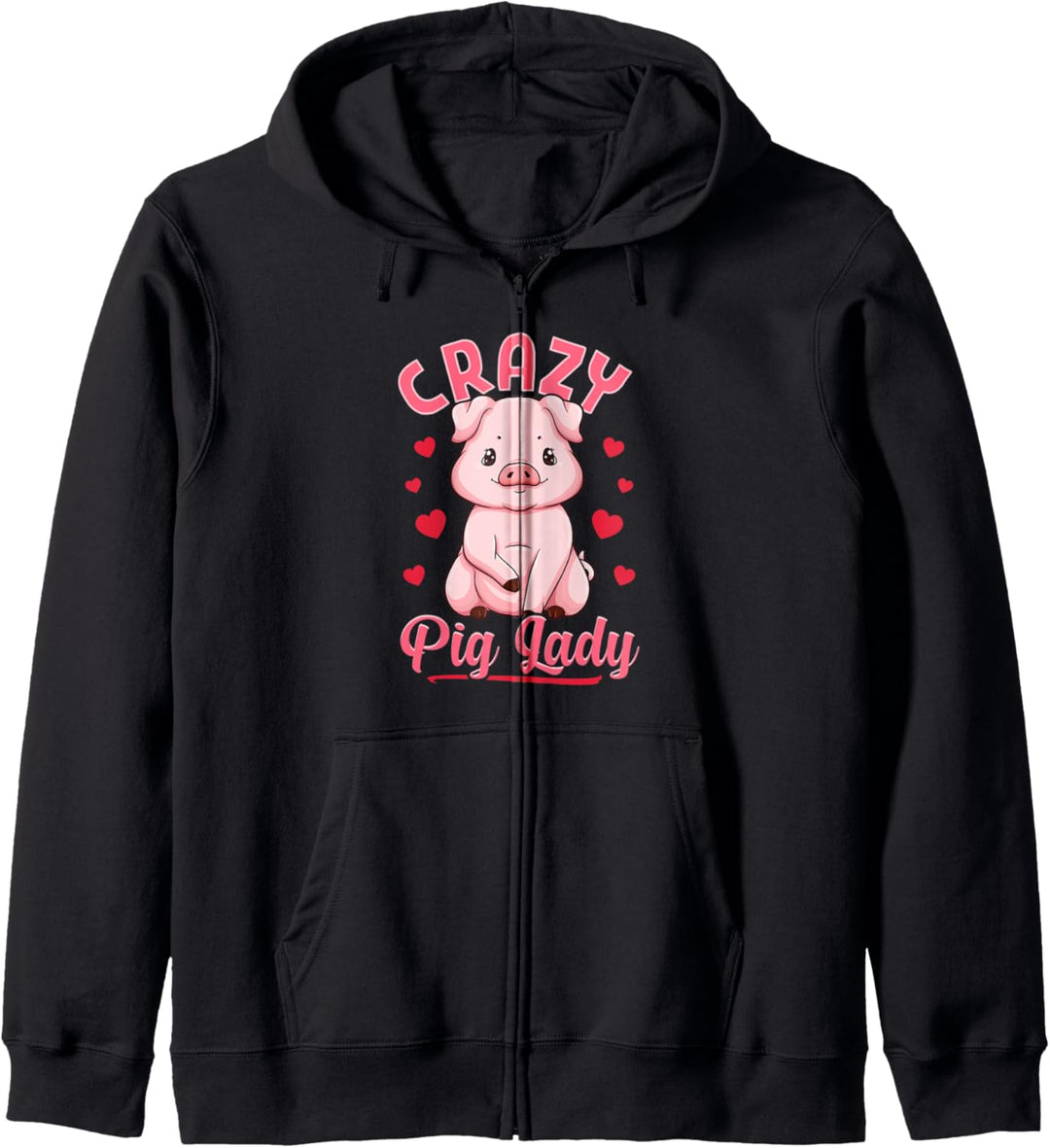 Crazy Pig Lady Nettes Geschenk für Frauen Mädchen Kapuzenjacke