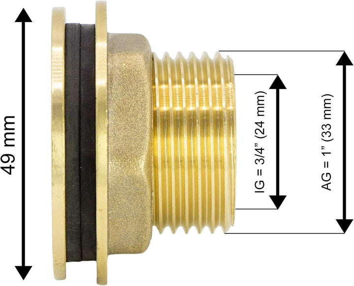 VARIOSAN Regentonnendurchführung + Auslaufventil Set 14948, 3/4", Messing, poliert 3/4" + Auslaufhah
