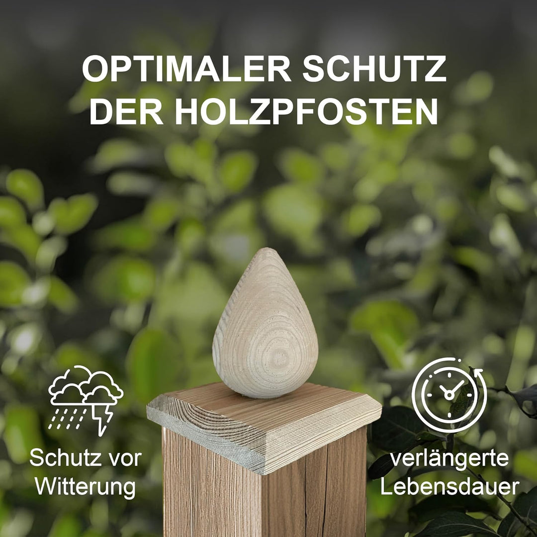 Pfostenkappe Birne | Holz imprägniert | 80 x 80 mm | 3 Stück | Eckige Abdeckkappe für Garten Holzpfo