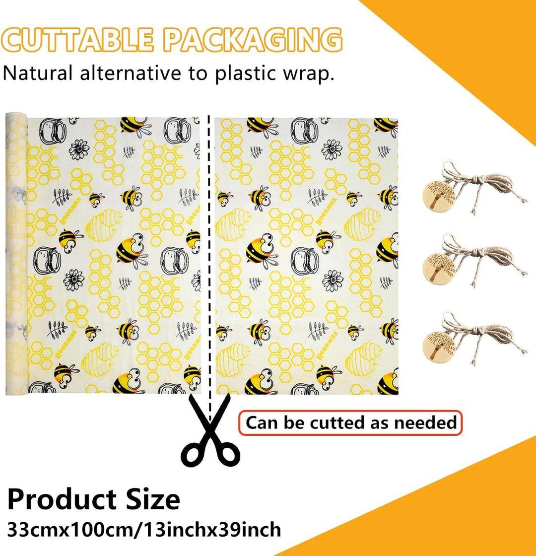 JOYBOY Bienenwachstücher,Bienenwachs-Wraps,Wiederverwendbare Bienenwachs Wraps Set aus 100*33 Wachsp