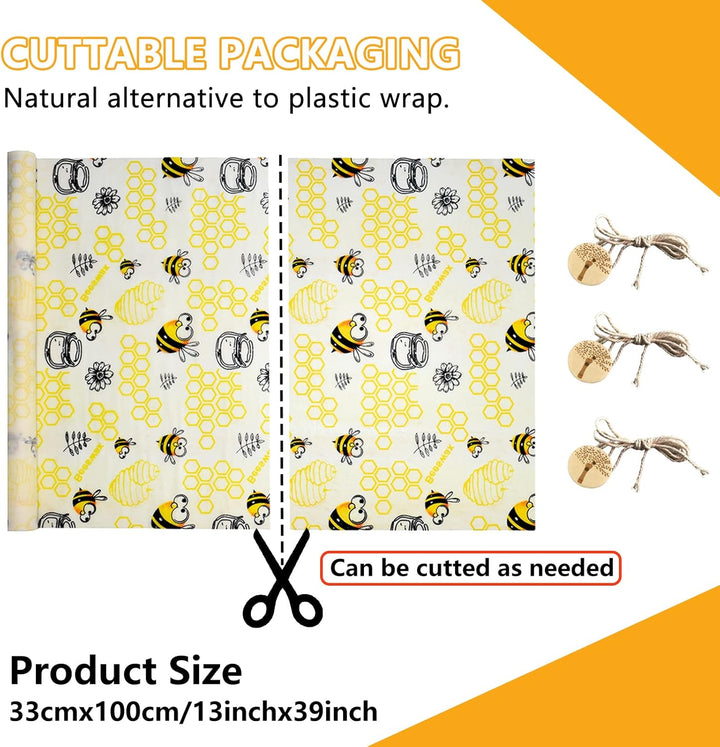 JOYBOY Bienenwachstücher,Bienenwachs-Wraps,Wiederverwendbare Bienenwachs Wraps Set aus 100*33 Wachsp