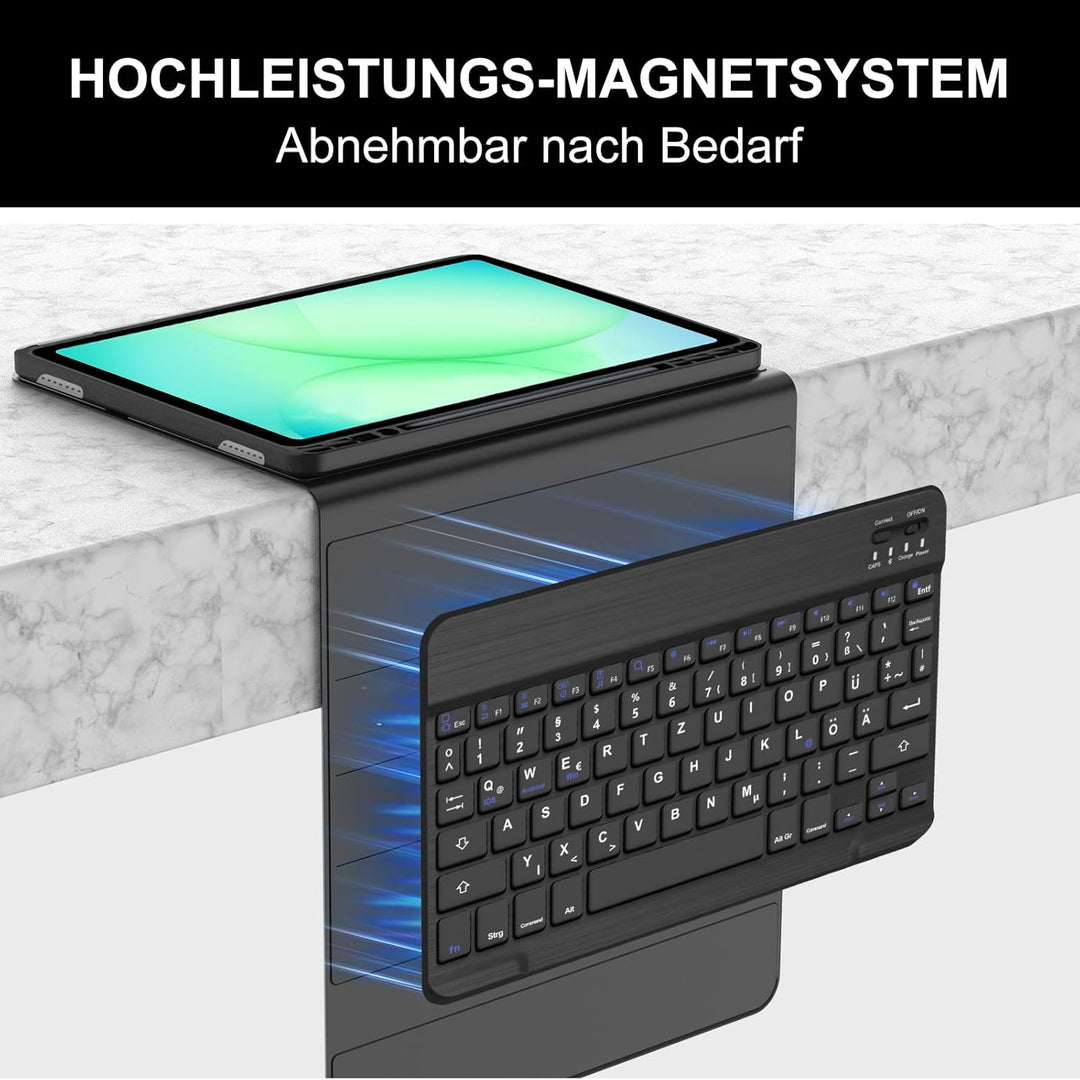 Hülle mit Tastatur für Samsung Galaxy Tab A11+ 11" & A9+ 11" (2025/2023), SchutzHülle, Deutscher QWE
