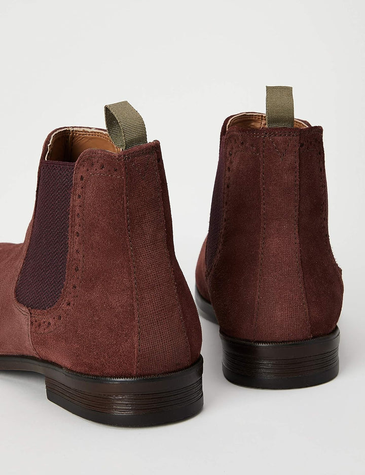 FIND Leather Brogue Detail, Chelsea Boots, Rot (Burgundy), 43 EU (9 UK)