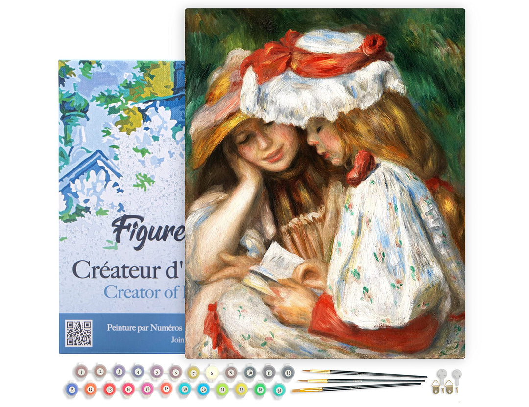 Figured'Art Malen Nach Zahlen Erwachsene Mit Rahmen Zwei Lesende Mädchen - Renoir - Paint by Numbers