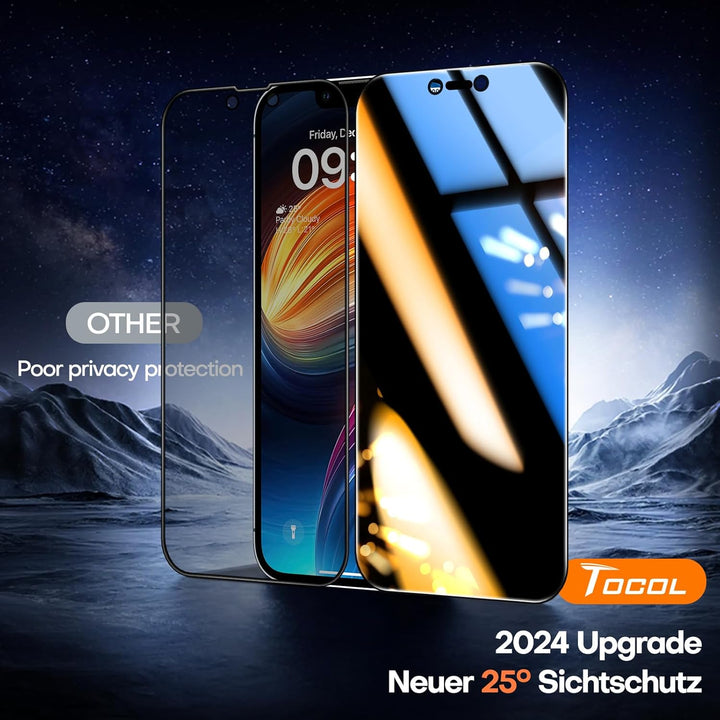 TOCOL für Panzerglas Sichtschutz für iPhone 11 Pro Max, iPhone XS Max, Automatische Installation 9H