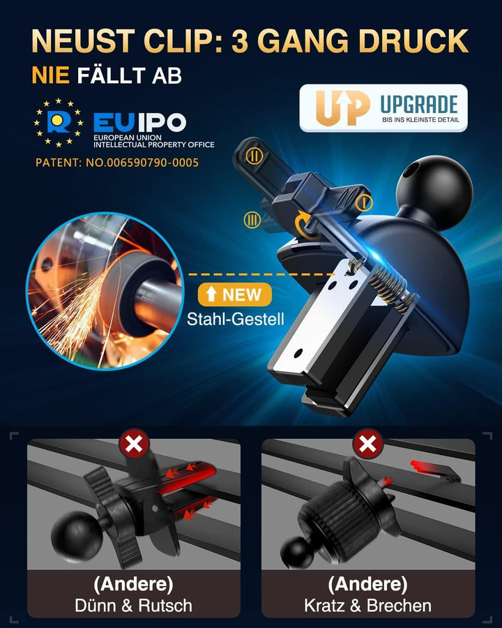 VANMASS Handyhalterung Auto 2024 Upgrade Super Stabil 3 in 1 Saugnapf &amp; Lüftung 100% Sicher Universa
