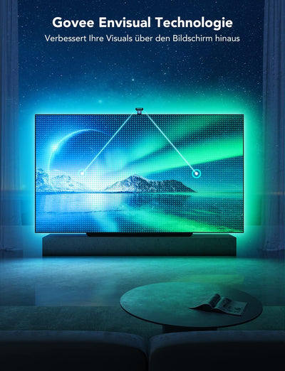 Govee Envisual TV Hintergrundbeleuchtung T2 mit Dual-Kamera für 55-65 Zoll Fernseher und PC, RGBIC W