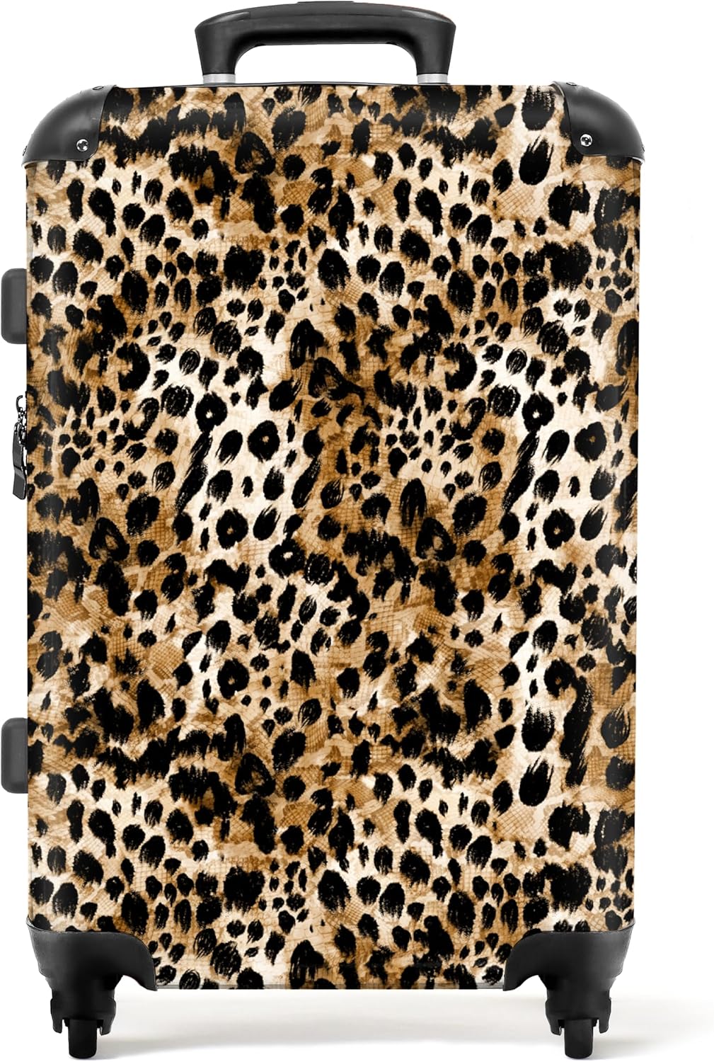 NoBoringSuitcases.com® Grosser Koffer - Leopardenmuster - Braun - Tiermuster - Tiere - Design - Komb
