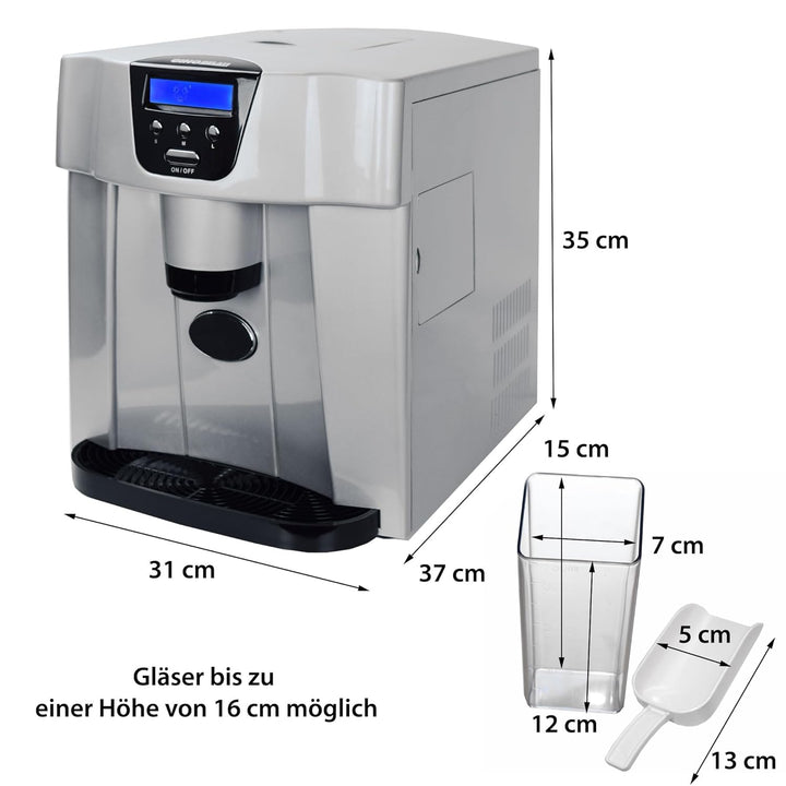 Syntrox Eiswürfelmaschine Flumbia (Display + Spender), 15 kg Eis pro Tag, 3 Eiswürfelgrössen, Robust