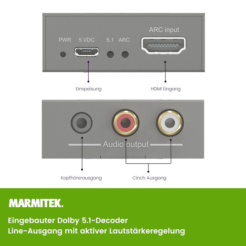 HDMI Extractor CEC - Marmitek CEC130 - Leite das Audio Signal vom Fernseher zum Verstärker ohne ARC