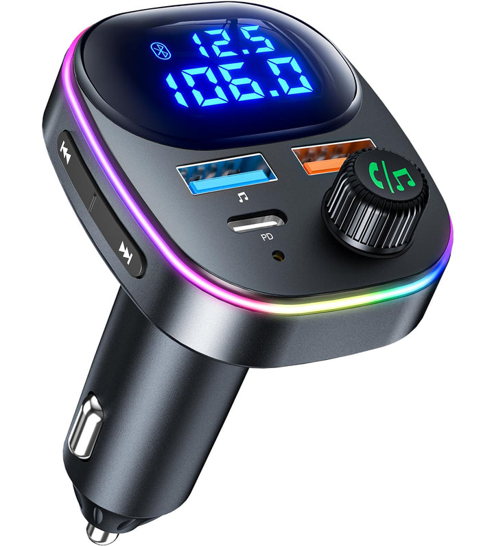 Bluetooth 5.3 FM Transmitter,38W KFZ Musik Adapter für Auto Radio,PD&QC3.0 Schnellladung mit Spannun