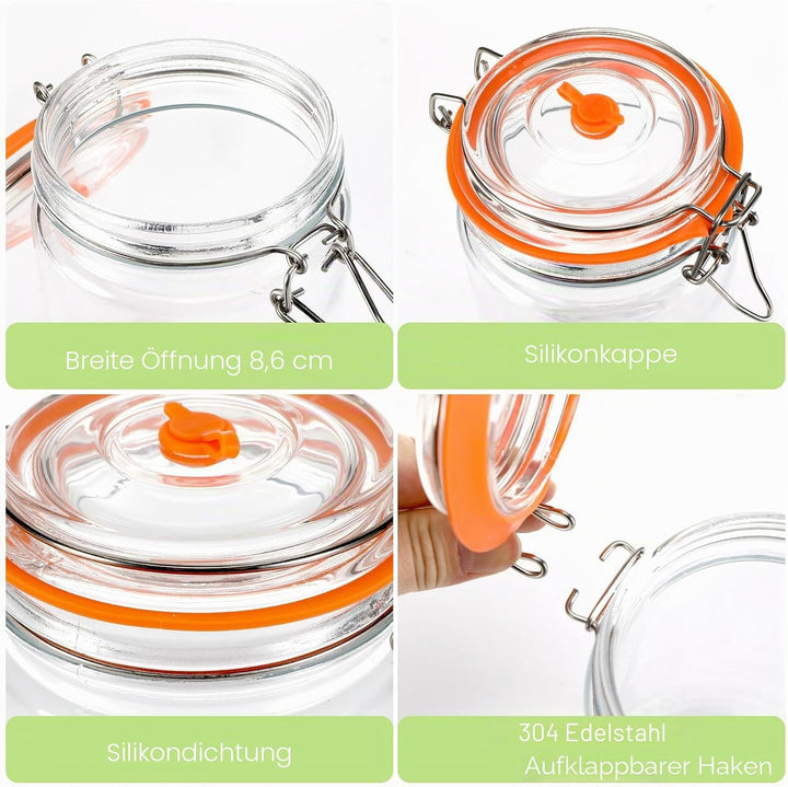 2 Stück Fermentierglas,750ml Fermentationsglas mit Deckel, Einmachglas mit Gärventi & Gewicht, Ferme