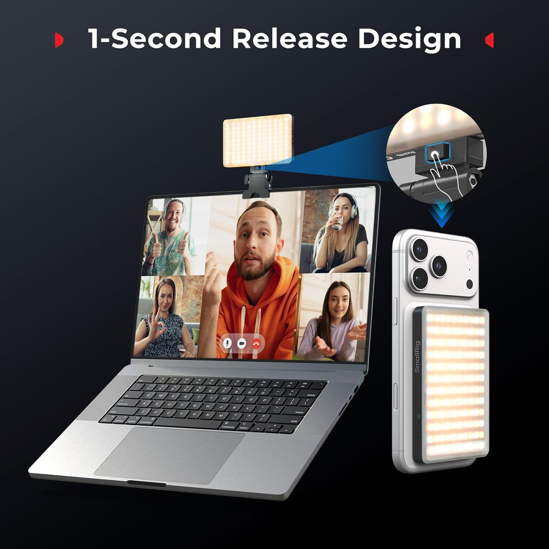 SMALLRIG M3 Magnetisches Selfie-Telefon-LED-Videolicht mit Clip, 120 LEDs 2000mAh Wiederaufladbar, 2
