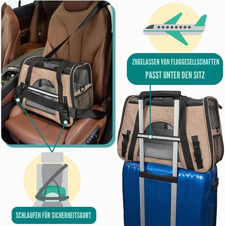PetAmi Premium Fluggesellschaften zugelassene weiche HaustierReisetasche | belüftetes, komfortables